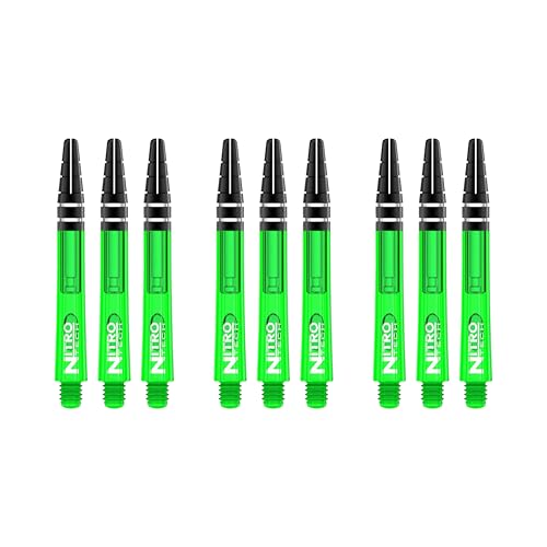 RED DRAGON Nitrotech Dart Shafts - Transparent Polymer Stems with Flight Locking System for Secure Flight Retention - Available in Short, Intermediate & Medium Sizes and Multiple Colors - color: Green