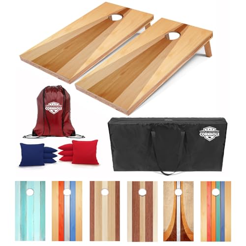 World Series of Cornhole Regulation Size Cornhole Boards - Lightweight & Durable All-Wood Construction | Backyard Bean Bag Toss Set | Outdoor Game for Tailgates & BBQs - color: Two Tuned Triangle