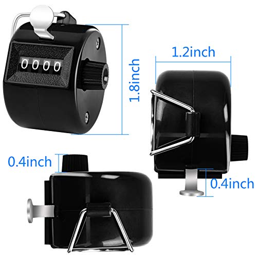 FEBSNOW Handheld Tally Counter Clicker 4 Digital Number Click Counter for School Event Golf Sports Office Stadium - color: Two Black