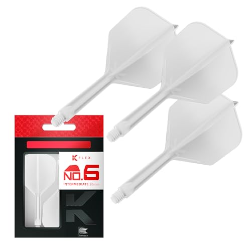 Target Darts K Flex Integrated Dart Flight and Shaft, No.6 | 3-Pack K-Flex - No. 6, Kflex Precision-Molded 2-in-1 Dart Flights and Dart Shaft | Professional Dart Accessories - color: White, size: Intermediate (26mm)