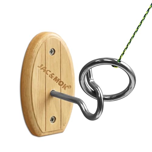 Hook and Ring Toss Game Swing Game DIY Kit -Stainless Steel Ring, Polyester Rope and Hardware - style: short board -green 1