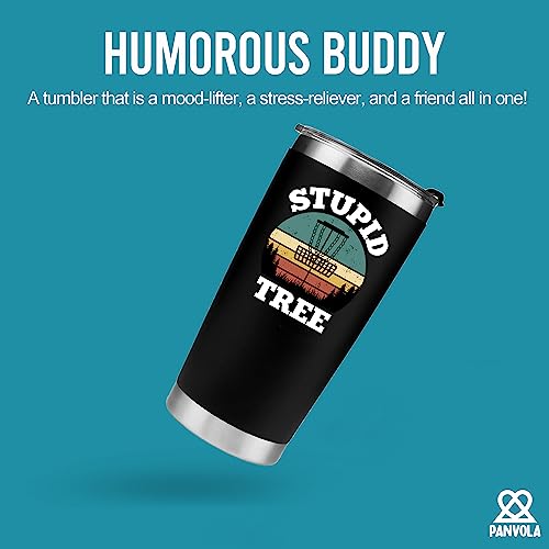 Panvola Stupid Tree Funny Disc Golf Player Gifts For Dad Mom Grandpa Grandma From Son Daughter Husband Wife Vacuum Insulated Tumbler Retro Stainless Steel With Removable Lid Drinkware (20 oz) - style: 20 oz