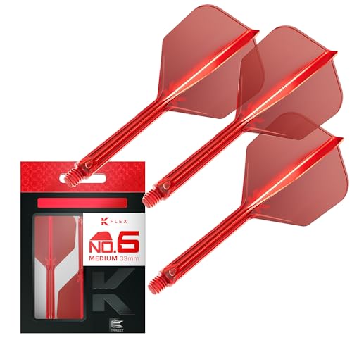 Target Darts K Flex Integrated Dart Flight and Shaft, No.6 | 3-Pack K-Flex - No. 6, Kflex Precision-Molded 2-in-1 Dart Flights and Dart Shaft | Professional Dart Accessories - color: Red, size: Medium (33mm)