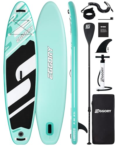 Inflatable Paddle Board,Stand Up Paddle Board Set, Extra Wide SUP Board with Removable Fin, Floating Paddle, Hand Pump, Waterproof Phone Pouch,Traveling Board - color: E green