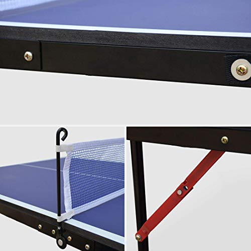 CIATRE Midsize Foldable & Portable Table Tennis Table Set with Net and Paddles for Indoor and Outdoor Play