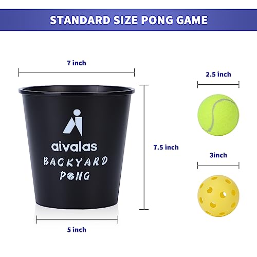 Aivalas Yard Pong Outdoor Games, Giant Yard Games Set with 12 Buckets and Balls for Adults and Family, Toss Game Throwing Games for Beach, Camping, Lawn and Backyard - color: Blue/Black