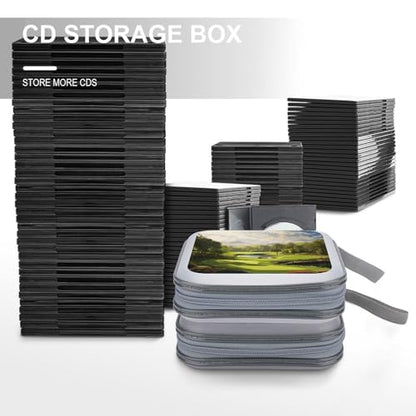 Golf Court DVD Case, 40 Capacity CD Case Holder with Zippers, Portable CD Holder Hard Plastic Disc Cases Personalized DVD Wallet Organizer for Car Home Travel