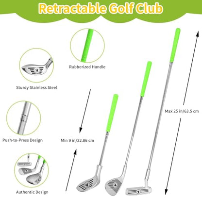 AOSITE Toddler Golf Set, 5 in 1 Kids Golf Set with 3 Golf Clubs, Putting Mat, 4-Sided Chipping Net, Golf Sport for Kid, Indoor Outdoor Kids Sticky Backyard Golf Games Toys Activitie Birthday Gift 3+