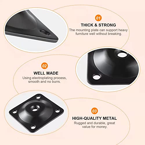 Leg Mounting Plates, 4 Sets Furniture Leg Attachment Plates, 5/16"(M8) Industrial Grade Flat Mounting T-Plates with Hanger Bolts, Screws, Strengthen Weak Furniture Repair Damaged Sofa Couch Seat - color: Black