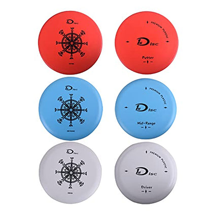 Disc Golf Set- Putter, Mid-Range, Driver, Mini Disc, Towel with Bag - color: Grey