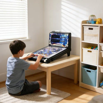 Mini Pinball Machine Electronic Tabletop Arcade Pinball Game Retro Desktop Birthday Pinball Gifts Toy with Light Sound Digital Scoreboard