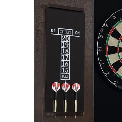 HomeStock Dartboard Cabinet with Storage - Game Room Cabinet, Wine Rack, Dart Accessories