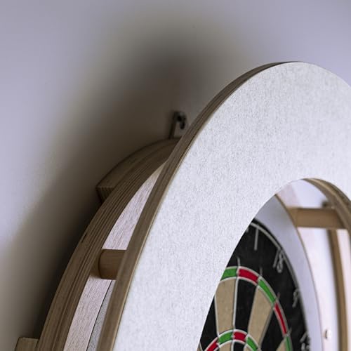 Dart Board Cabinet Set with LED Light; Bristle Dartboard, Built in LED Light, Darts and Chalkboards - color: White (Cabinet Only)