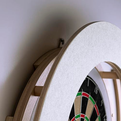 Dart Board Cabinet Set with LED Light; Bristle Dartboard, Built in LED Light, Darts and Chalkboards - color: White (Cabinet Only)