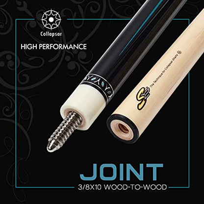 Collapsar Pool Cue with 1X1 Hard Case Low Deflection Technology Billiard Cue Stick Set - color: TXE60+Protector+Hard Case, size: 20 ounce