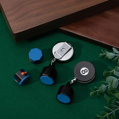 Lewtemi 2 Pcs Pool Chalk Holder Retractable Cue Chalk Holder Billiards Snooker Accessories Practical Tool with Belt Clip for Billiard Lovers - style: Octagonal
