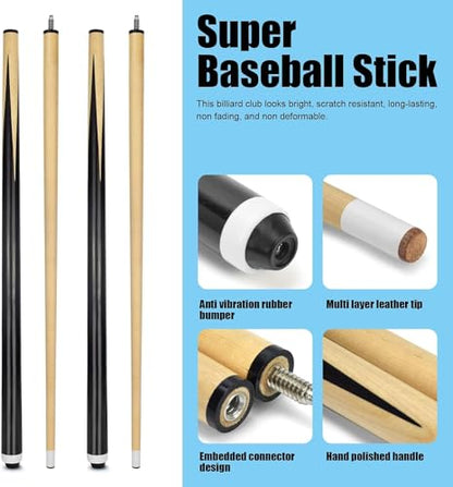 Pool Cue Stick Billairds cue Stick Pool Stick 58" Set of 2/Set of 4 /Set of 4 20OZ for Pool Table,Pool Sticks with 13mm Tip - size: 58" Set of 4