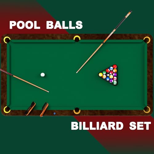 Liliful Pool Table Accessories Billiards Accessories Billiard Pool Balls with Triangle and Diamond Ball Holder Cue Chalks Pool Cue Tip Pool Sticks Pool Table Brush Set (Classic Style)
