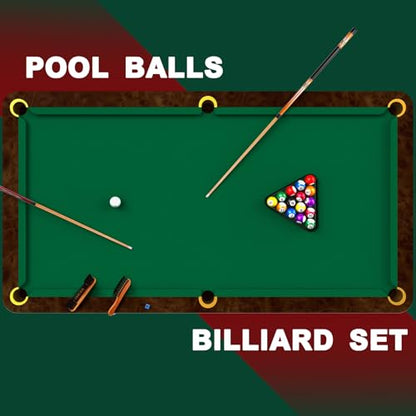 Liliful Pool Table Accessories Billiards Accessories Billiard Pool Balls with Triangle and Diamond Ball Holder Cue Chalks Pool Cue Tip Pool Sticks Pool Table Brush Set (Classic Style)