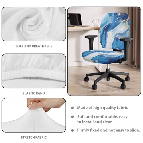 Blue Marble Print Office Chair Arm Cushion Soft Breathable Universal Protective Desk Chair Seat Cover with Armrest Pads for Game and PC Chairs - color: Blue Marble Print