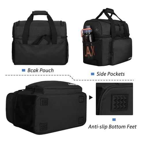 LARIPOP 2 Ball Bowling Bag Double Bowling Ball Carrier with Padded Holder, Shoe Compartment for Men Women Bowling League & Tournament - color: Black
