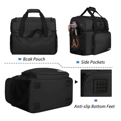 LARIPOP 2 Ball Bowling Bag Double Bowling Ball Carrier with Padded Holder, Shoe Compartment for Men Women Bowling League & Tournament - color: Black