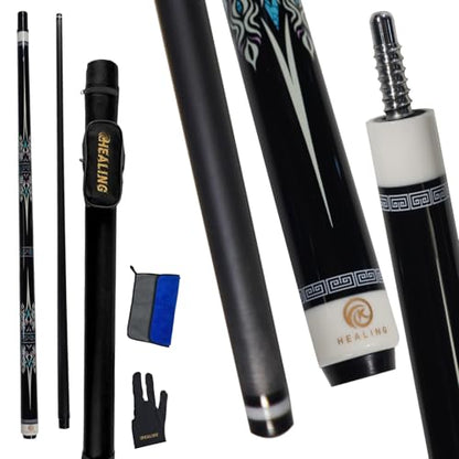 58" 19-20oz 2-Piece Carbon Pool Cue Stick 11.8mm Tip Billiard Carbon Fiber Clue, Billiard Supplies 1/2 Joint Handmade Straight Fit Ball/Black Eight, Nine Balls 19-20oz (Play Cue) - color: Black-2