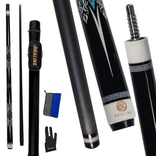 58" 19-20oz 2-Piece Carbon Pool Cue Stick 11.8mm Tip Billiard Carbon Fiber Clue, Billiard Supplies 1/2 Joint Handmade Straight Fit Ball/Black Eight, Nine Balls 19-20oz (Play Cue) - color: Black-2