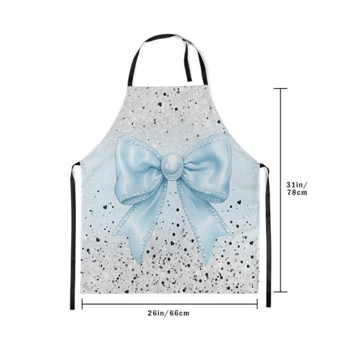 Manfei Blue Bowknot Kids Kitchen Apron - color: Black Blue