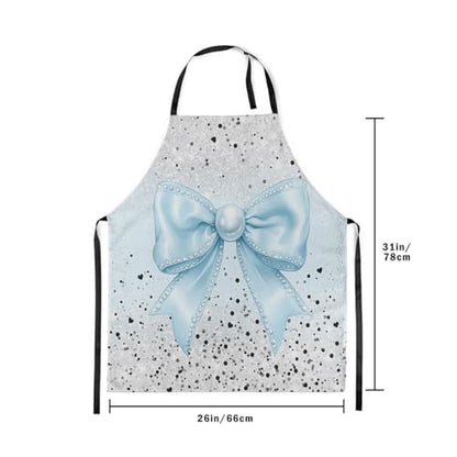 Manfei Blue Bowknot Kids Kitchen Apron - color: Black Blue