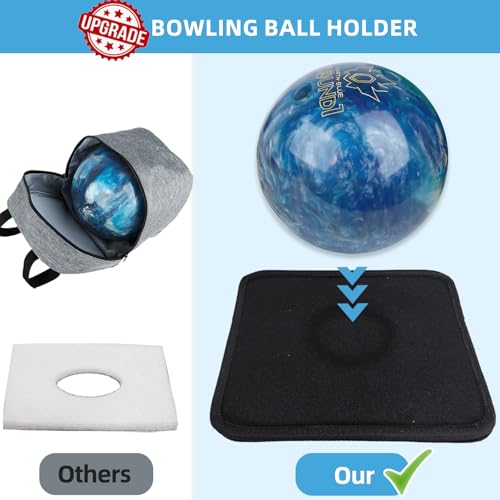 ALSLEA Single Bowling Ball Bag 1 Ball Extra Ball Organizer with Padded Ball Holder, Portable Small Zipper Case with Mesh Pocket, Bowling Gifts for Men, Kids, Beginners (Gray)