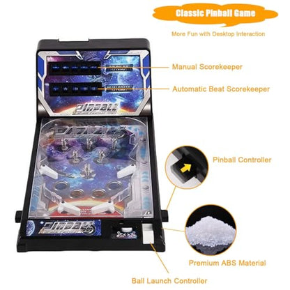 Super Pinball Machine Game - Electronic Arcade Toy with Digital Scoreboard, The Ultimate Mini Tabletop Pinball Game for Teens Kids, Ideal