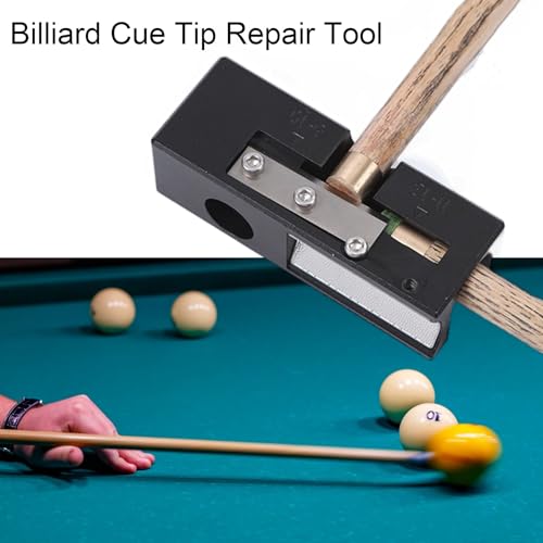 11-in-1 Aluminum Alloy Billiard pool Cue Tip Shaper Tool - Multifunctional Pool Cue Tips Replacement kit,Portable and Professional Pool Cue Repair Tool for Shaping & Replacement of Cue Tips Black