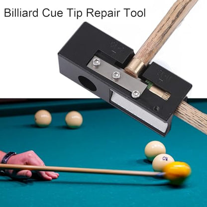 11-in-1 Aluminum Alloy Billiard pool Cue Tip Shaper Tool - Multifunctional Pool Cue Tips Replacement kit,Portable and Professional Pool Cue Repair Tool for Shaping & Replacement of Cue Tips Black