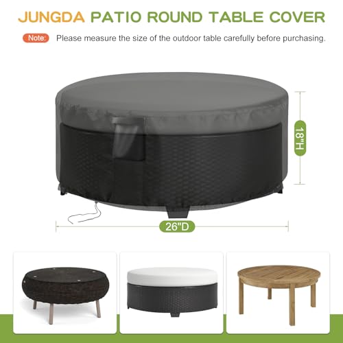 Patio Furniture Covers Round,26 Inch Outdoor Dinner Table Cover Waterproof,Round Patio Coffee Table Covers for All Weather Resistant - 26 x 18 Inch - size: 26" DIA x 18" H