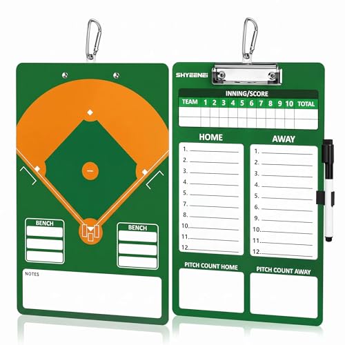 Baseball Lineup Board, Double-Sided Clipboard for Coaches, Dry Erase Lineup Boards, 3rd Generation Coaching Clipboard for Baseball, Softball, Portable and Efficient