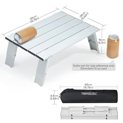 Old Bahama Bay Ultralight Aluminum Mini Table, 66lbs/30kg Weight Capacity, Foldable Small Beach Table with Retractable Legs,Suitable for Picnic Camping Outdoor Hiking - color: Silver