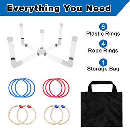 MOLACHI Ring Toss Outdoor Games for Adults and Kids, Glow in the Dark Games as Yard Games for Kids, Glow in the Dark Ring Toss Games with LED Lights, Outdoor Glow Ring Toss for Kid & Adult