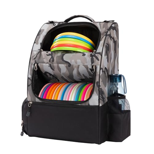 Camo Disc Golf Backpack Bag - 20+ Disc Capacity, Two Side Storage Pockets