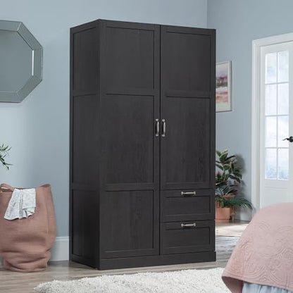 Sauder Miscellaneous Storage Armoire with Drawers, Raven Oak Finish - color: Raven Oak Finish