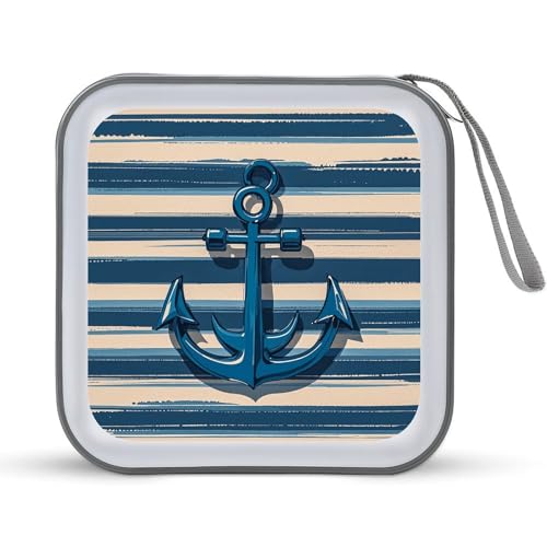 Anchor Portable CD Case Holder,DVD Wallet Holder 40 Capacity CD Cases Storage DVD Book Binder for Car Home Travel - color: Anchor