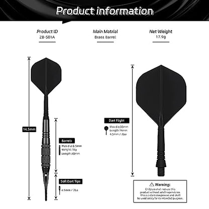 CyeeLife Darts Plastic Tip,Soft Tip Darts Set,12 Pcs 18 Gram with 50 Extra Dart Tips for Electronic Dartboard