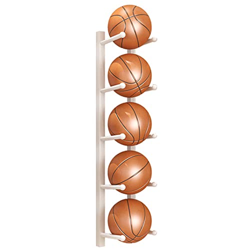 Wall-Mounted Sports Ball Storage Rack - Metal Basketball Holder & Multi-Function Equipment Organizer for Football, Volleyball, Yoga Mat, Soccer, Rugby, Baseball Display - color: White, size: Length 135CM