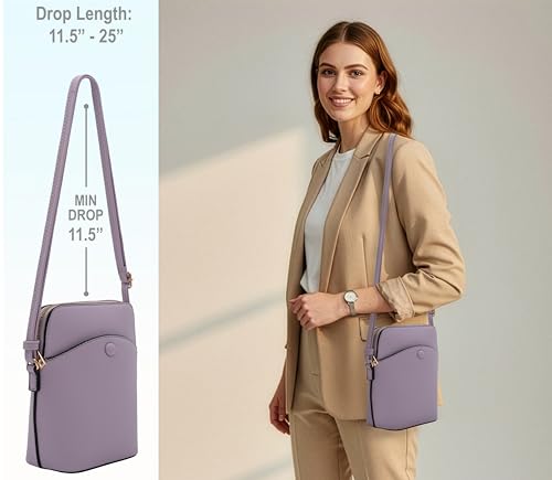 Solene Small Crossbody Bag with Gold Hardware, Mini Shoulder Purse with Adjustable Strap - color: Lavender