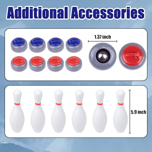 Shuffleboard, Curling and Bowling 3 in 1 Board Game Set,with 8.98 Foot Game Mat,2 Cues,8 Curling Rocks,6 Bowling Pins,Fun Family Game - size: 8.98'L