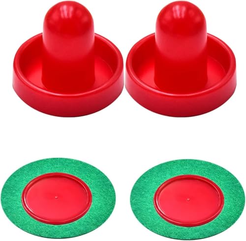 2 Red Air Hockey Pushers and 2 Red Pucks, Mini Air Hockey Pushers and Air Hockey Pucks Great Goal Handles Pushers Goal Handles Paddles Replacement Accessories (76mm)