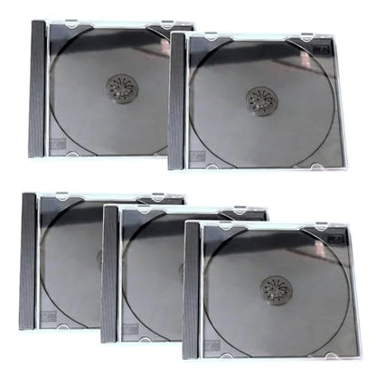 5 PCS Car Standard Single Clear CD Jewel Cases, Rigid Plastic DVD Storage Case with Assembled Tray, Thickened Anti-scratch Protective Discs Holder, for Car & Home (Black)