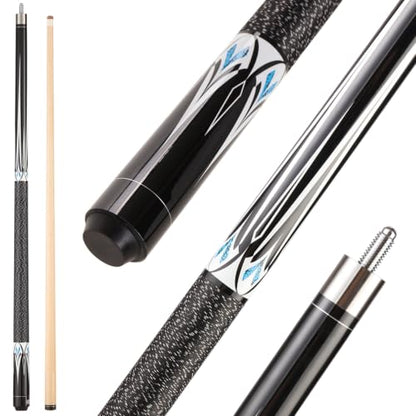 Pool Cue Stick - 58 inch Maple Billiard Pool Stick, 19/20/21 oz 1/2 Maple Pool Cue Stick Kit, 2-Piece Billiard Pool Cue Stick - color: Black With Case (19 oz/11mm)