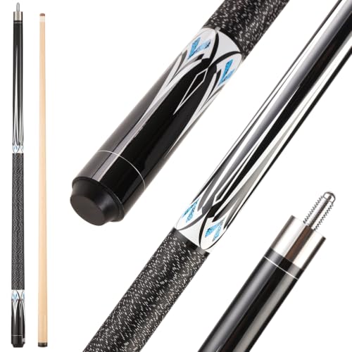 Pool Cue Stick - 58 inch Maple Billiard Pool Stick, 19/20/21 oz 1/2 Maple Pool Cue Stick Kit, 2-Piece Billiard Pool Cue Stick - color: Black With Case (19 oz/11mm)
