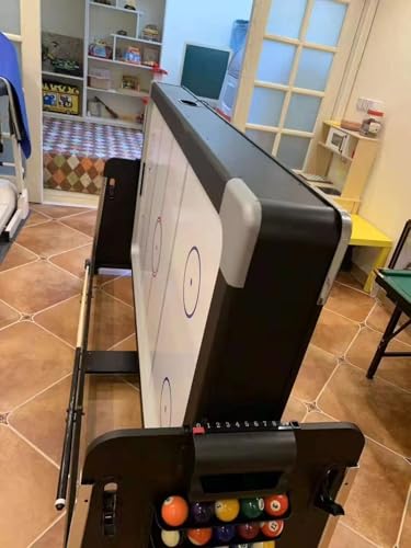 3-in-1 Convertible Pool Table, 7 Ft, Black, Indoor Outdoor Gaming Table with Air Hockey, Table Tennis, Billiards, Portable Design with No Wheels